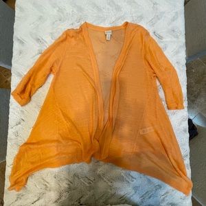 CHICOS Sheer Cardigan Sweater, Orange, XL, Chico size 3